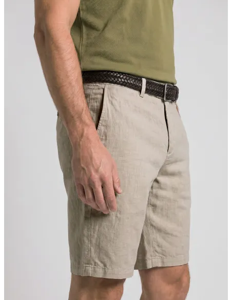 Camel Linen Shorts | John Tweed Tailored