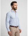 Camisa Clássica Risca Azul Clara