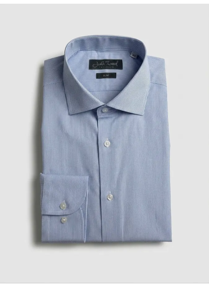 Camisa Clássica Risca Azul Clara