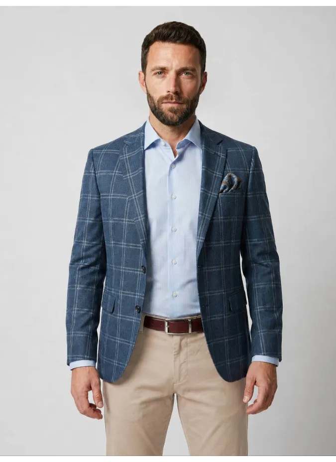 Camisa Clássica Risca Azul Clara