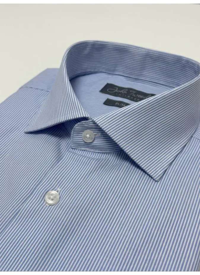 Camisa Clásica de Raya Azul Claro