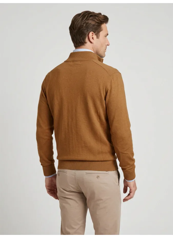 Casaco Zip Algodão/Caxemira Camel | JOHN TWEED TAILORED