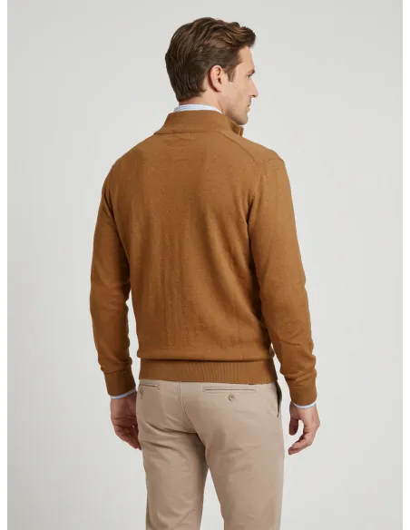 Casaco Zip Algodão/Caxemira Camel | JOHN TWEED TAILORED