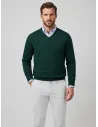 Indigo Blue Cotton and Cashmere V-Neck Sweater