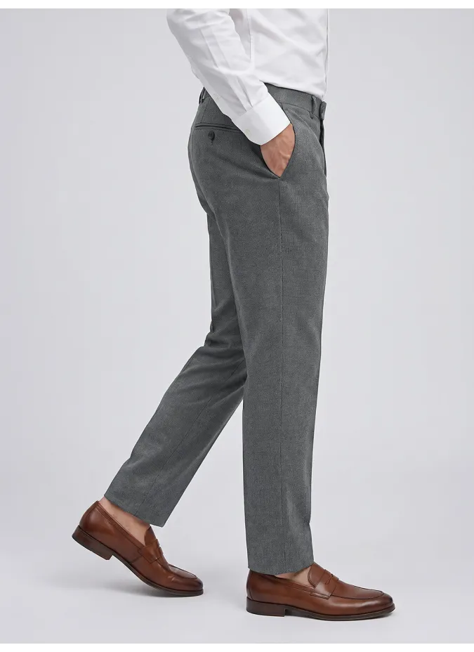 Calça de Lã Cinza Falso Liso