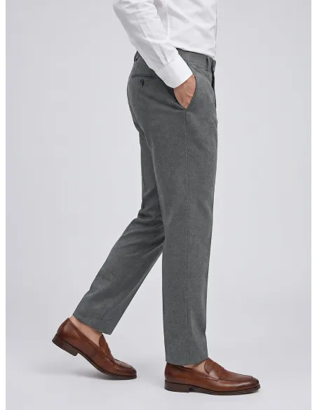 Pantalón de Lana Gris Falso Liso