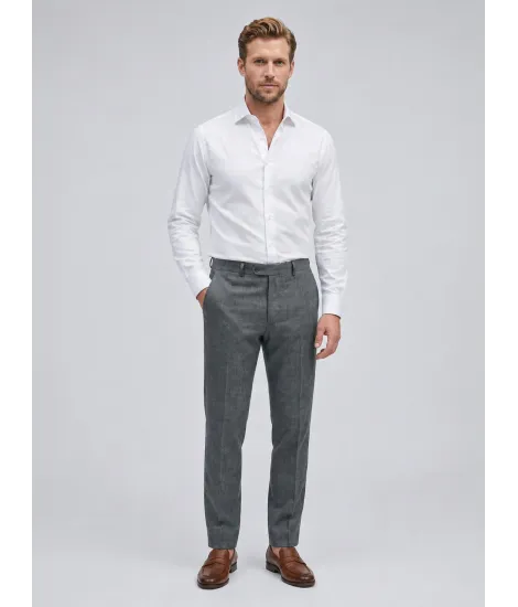 Calça de Lã Cinza Falso Liso