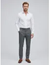 Grey Faux-Plain Wool Trousers