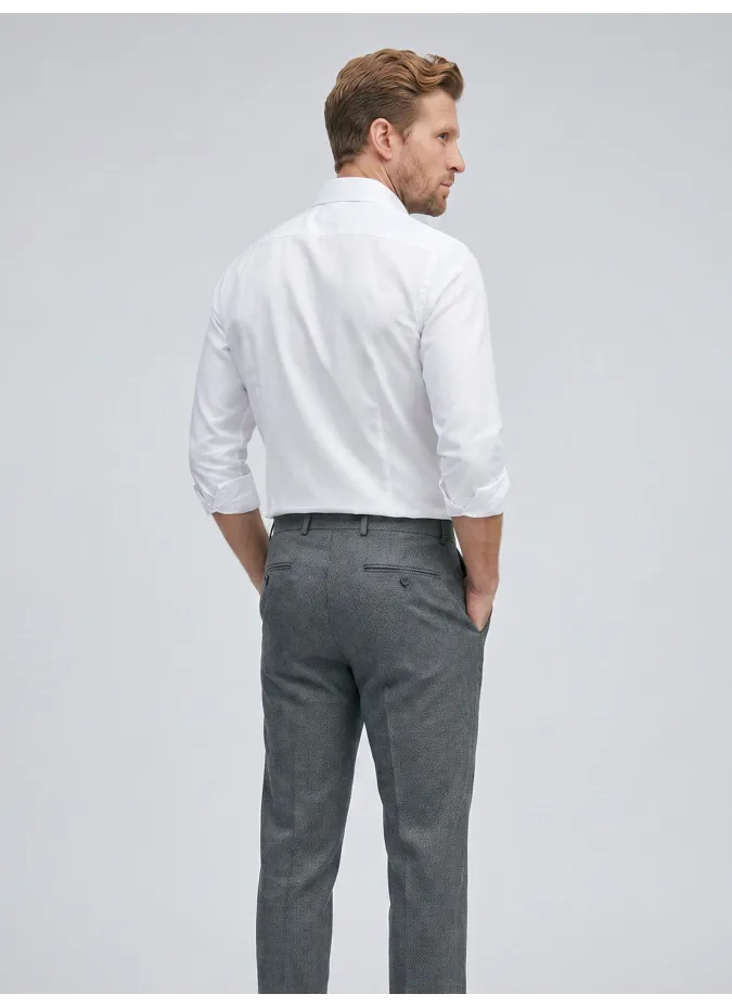 Pantalón de Lana Gris Falso Liso