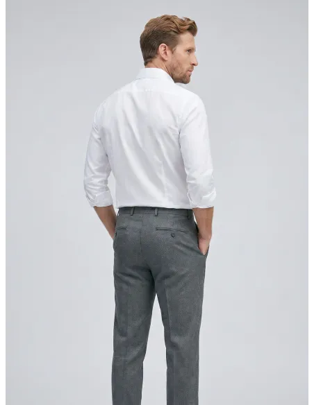 Calça de Lã Cinza Falso Liso
