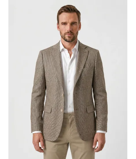 Camel Herringbone Blazer | JOHN TWEED TAILORED