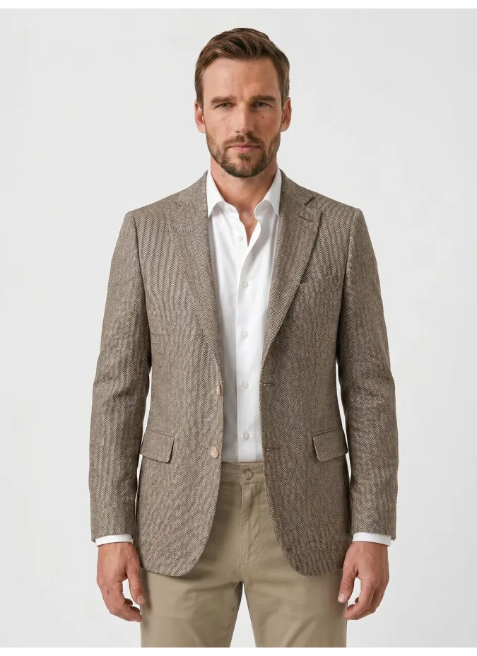 Camel Herringbone Blazer | JOHN TWEED TAILORED