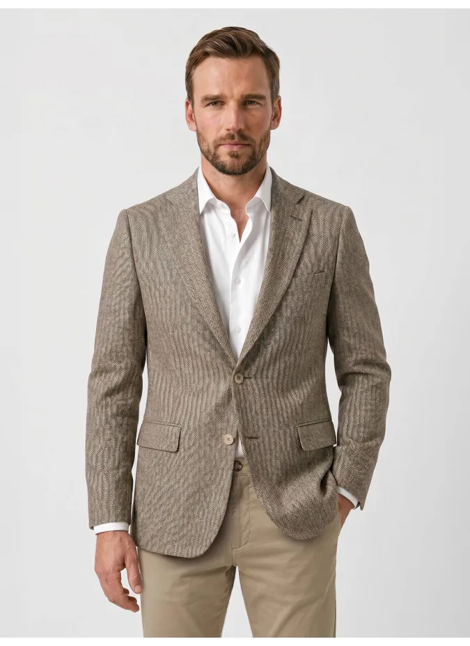 Camel Herringbone Blazer | JOHN TWEED TAILORED