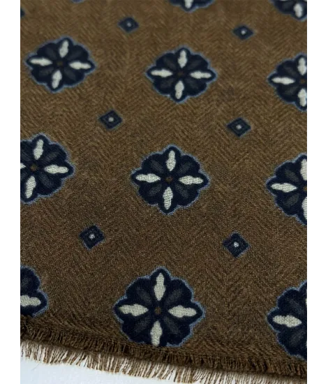 Brown and Blue Patterned Scarf 2