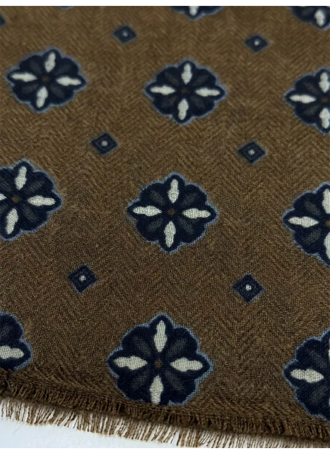 Bufanda con Estampado Marrón y Azul
