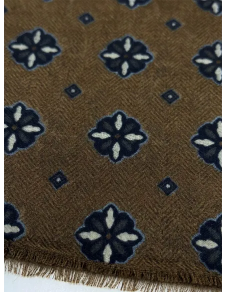 Brown and Blue Patterned Scarf