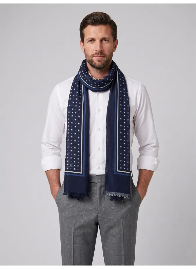 Bufanda con Estampado Azul Marino