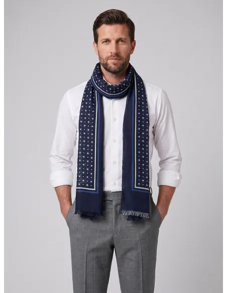 Echarpe com Padrão Azul Marinho