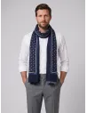 Navy Blue Patterned Scarf