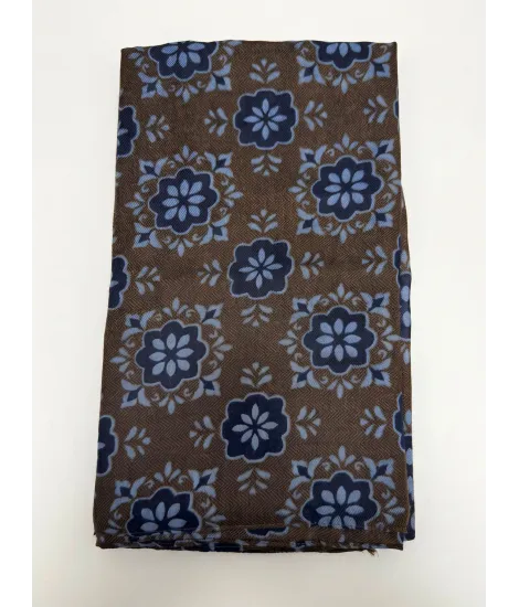 Brown and Navy Blue Patterned Scarf 2