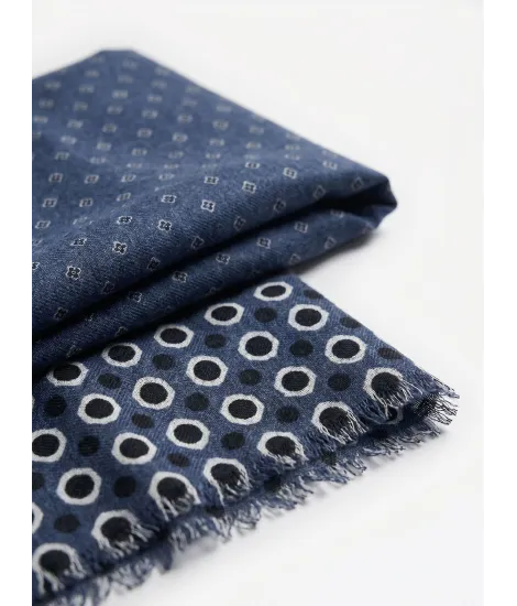 Blue and White Patterned Scarf 2