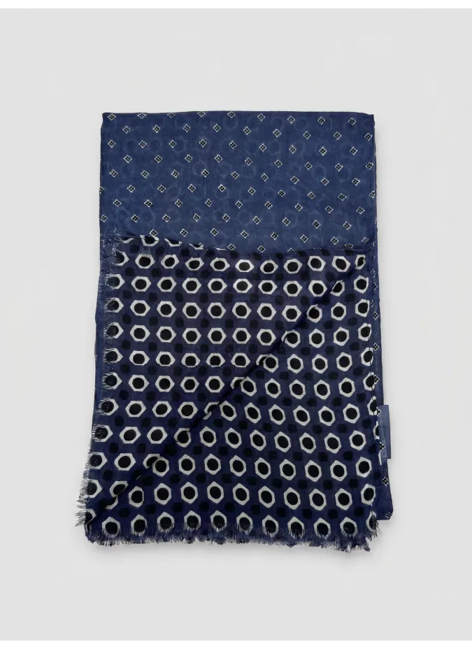 Bufanda con Estampado Azul y Blanco