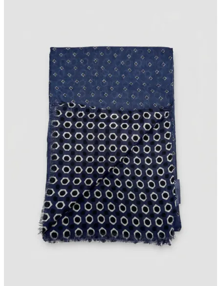 Bufanda con Estampado Azul y Blanco