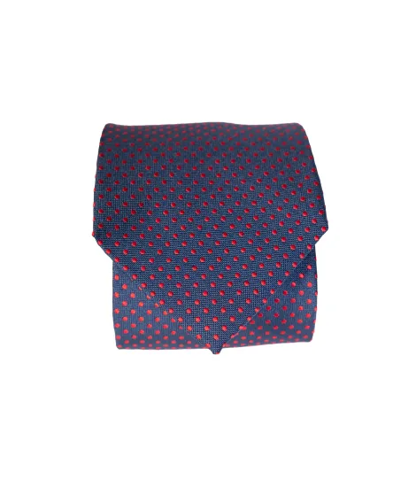 Navy silk Tie With Red Dots
