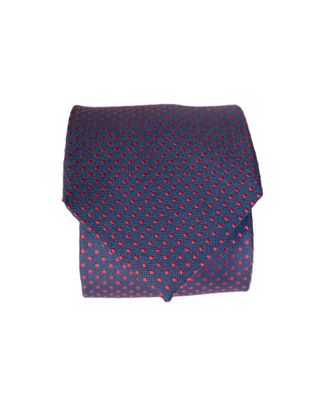 Navy silk Tie With Red Dots