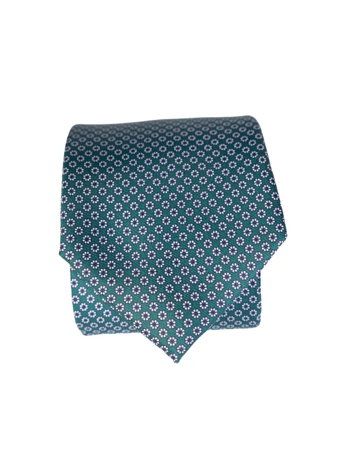 Corbata de Seda Verde Oscuro con Flores