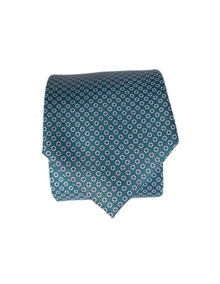 Dark Green Silk Tie with Floral Pattern