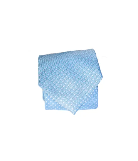 Corbata de Seda Azul Claro con Lunares Blancos