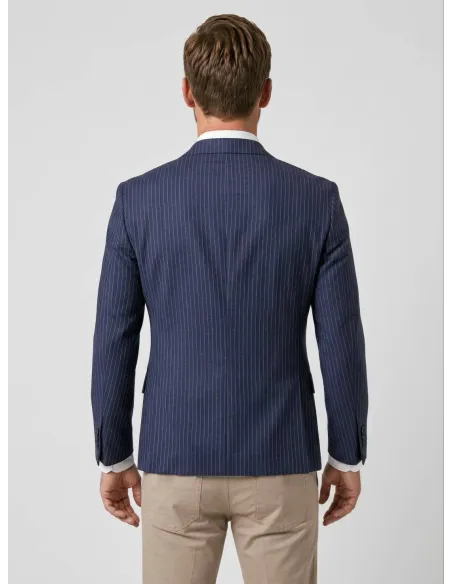 Blazer de Lino Azul con Rayas