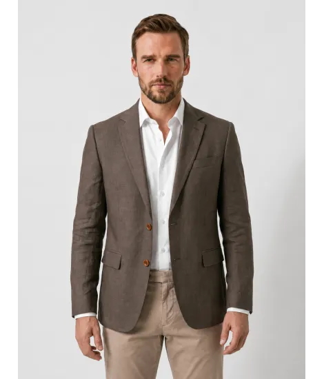 Plain Brown Wool Blazer