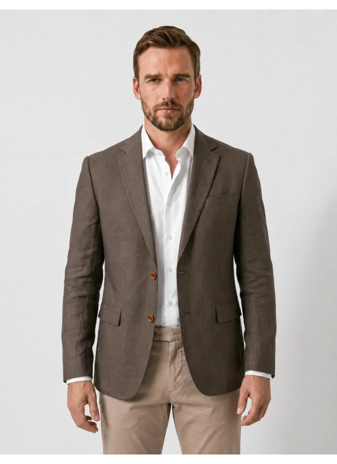 Plain Brown Wool Blazer