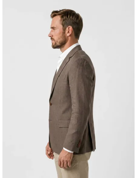 Blazer de Lana Marrón Liso