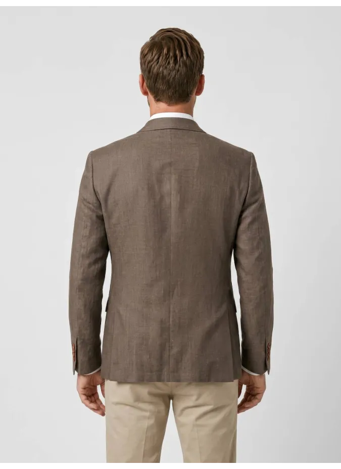 Blazer de Lana Marrón Liso