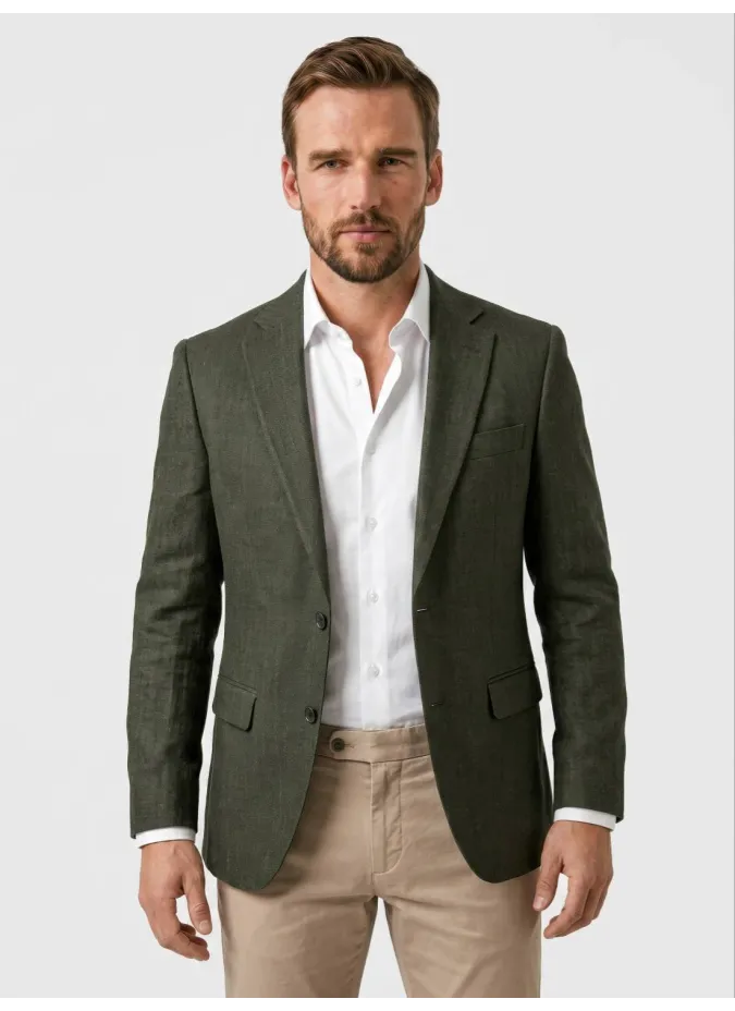 Blazer de Lana Marrón Liso