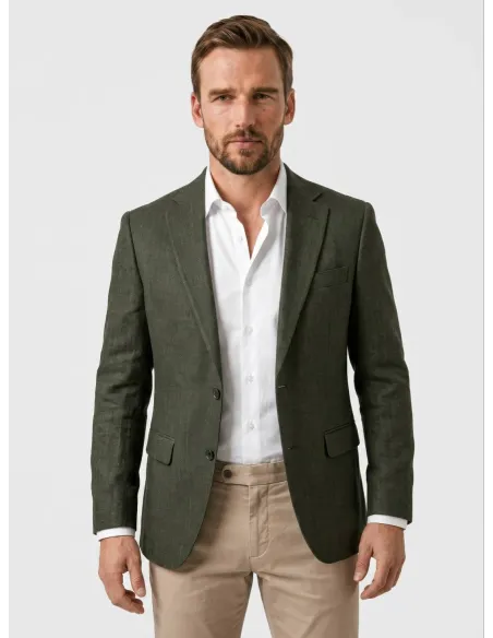 Blazer de Lana Marrón Liso