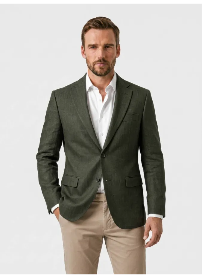 Blazer de Lana Marrón Liso