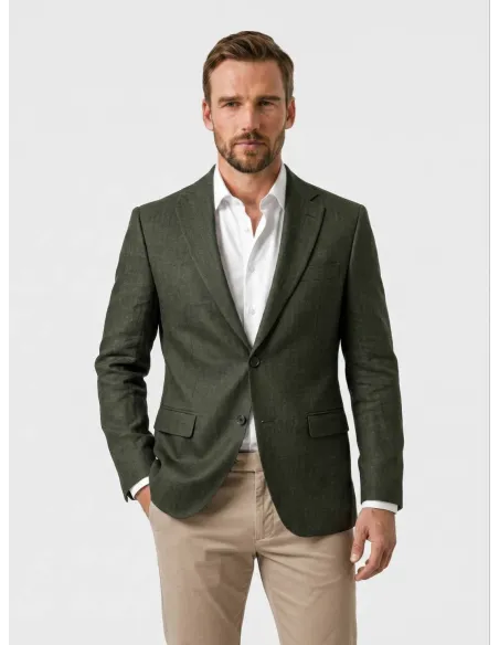 Blazer de Lana Marrón Liso