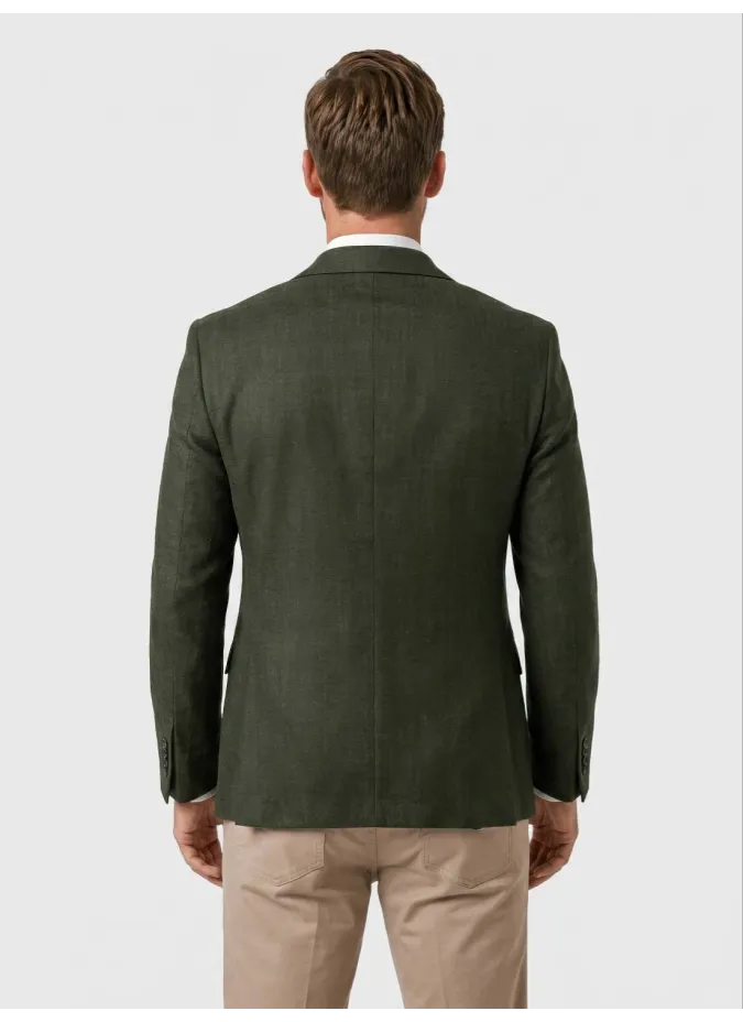 Blazer de Lana Marrón Liso