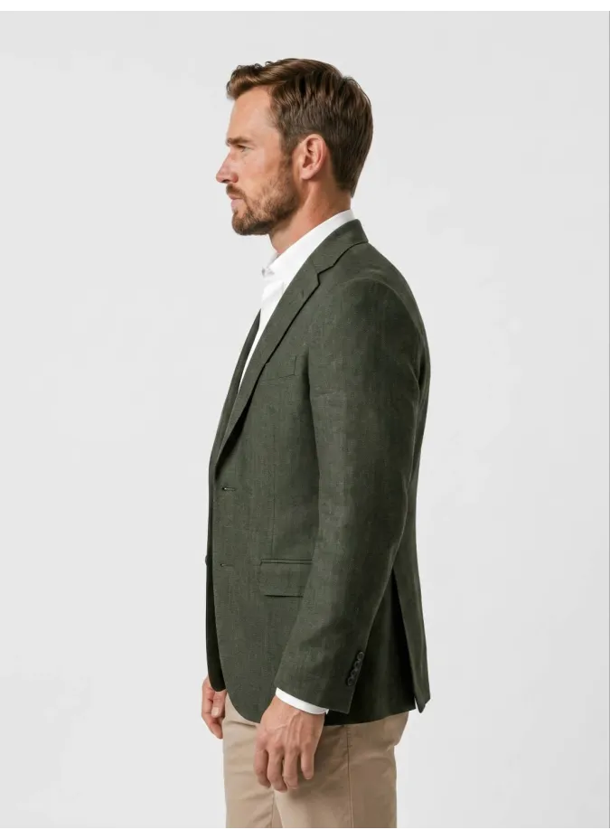Blazer de Lana Marrón Liso