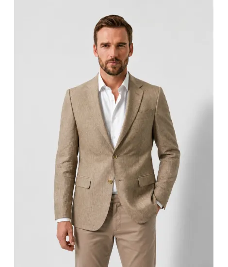 Blazer de Lino Beige Falso Liso 2