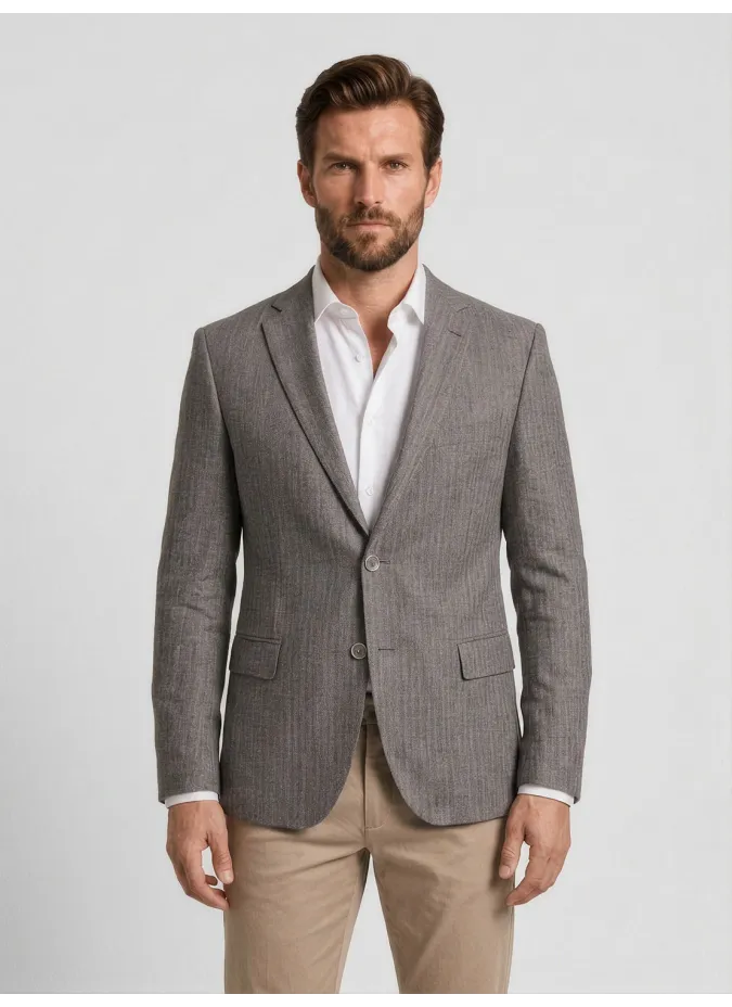 Blazer De Lana Espiga Marrón