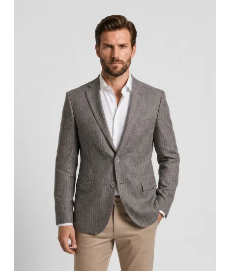 Blazer De Lana Espiga Marrón 2