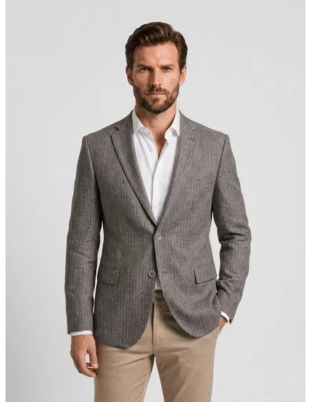 Blazer de Lã Espinha Castanha