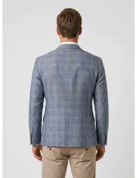 Grey Windowpane Cotton Blazer
