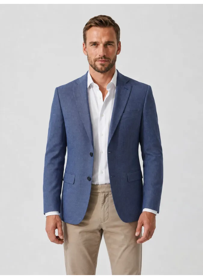 Blazer de Lã Olho Perdiz Azul