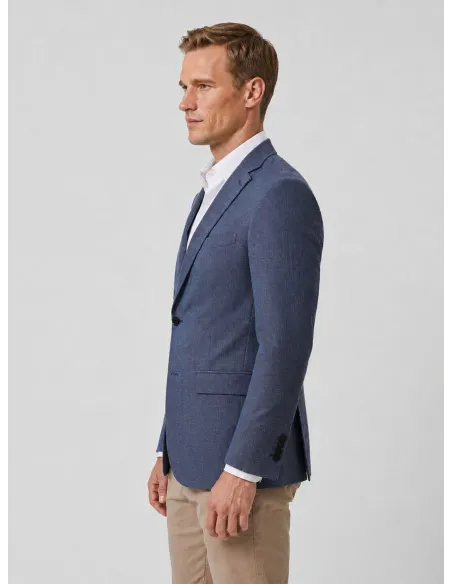 Blazer De Lana Ojo De Perdiz Azul